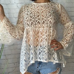 Boho white long sleeved shirt